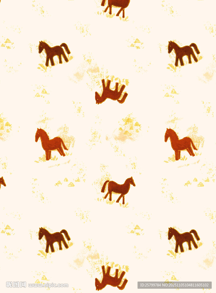 马与飞鸟的简约图案设计