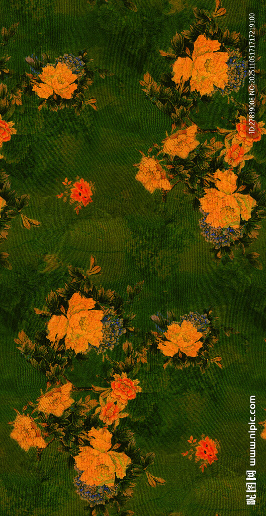 绿叶间的橙色小花