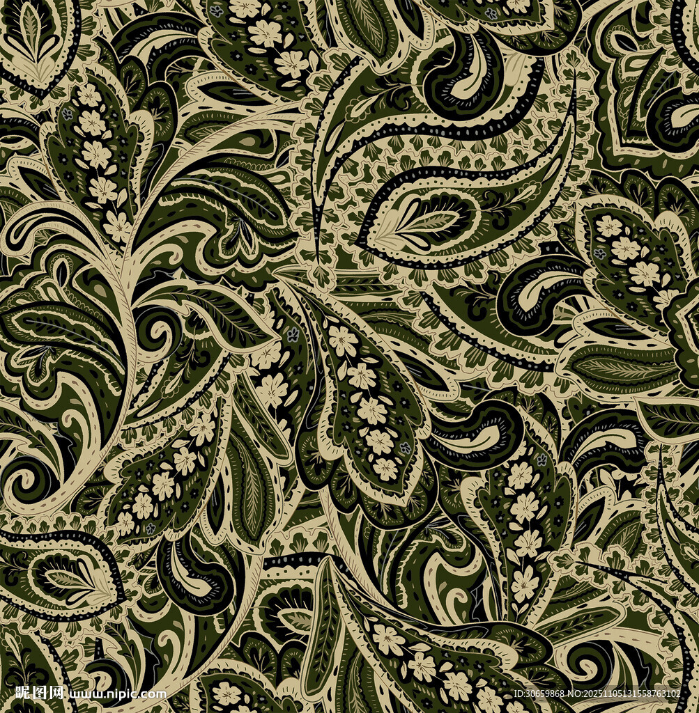 复古佩斯利花纹图案