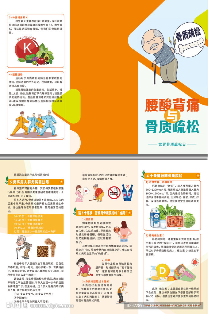 腰酸背疼与骨质疏松三折页