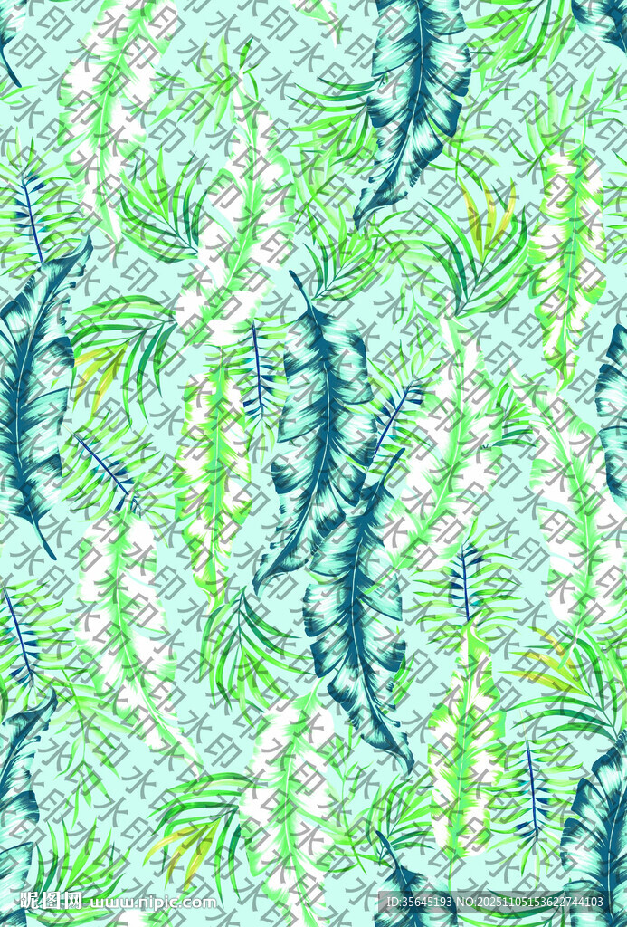 数码印花热带叶子