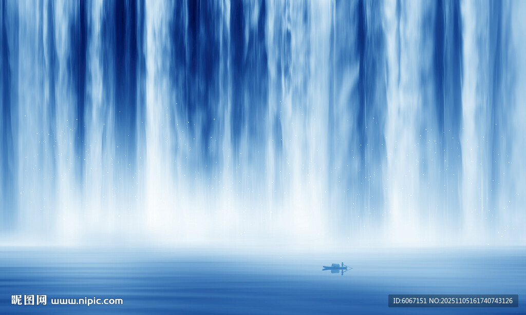 流水生财瀑布山水背景图