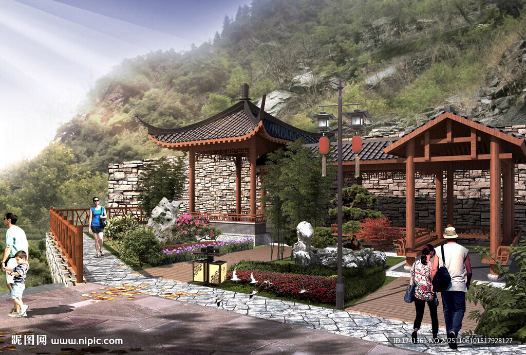 山间雅致中式景观建筑