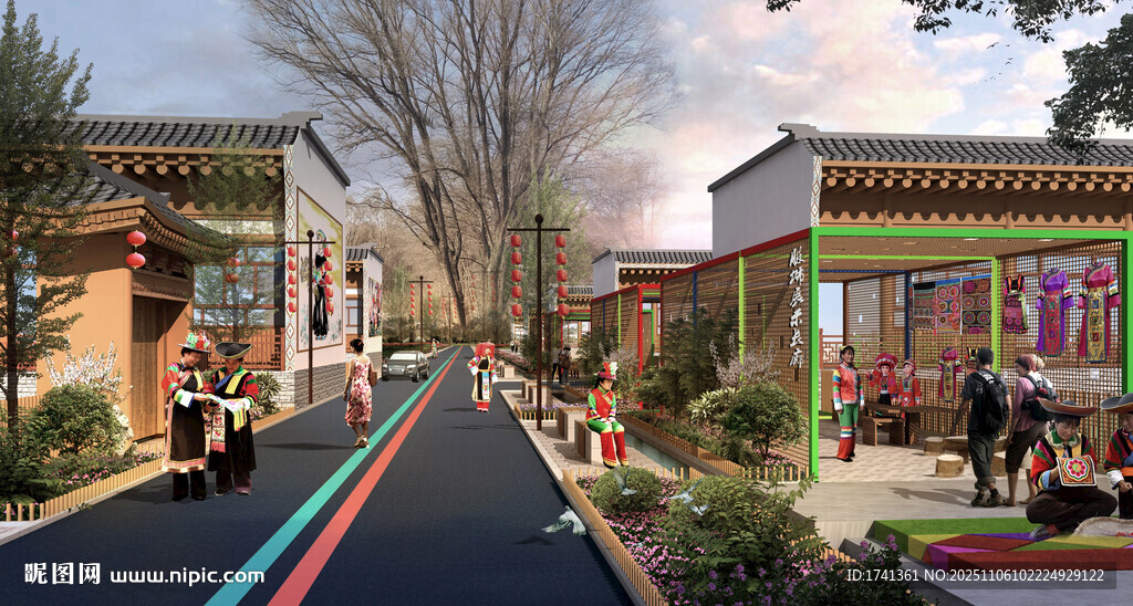 复古风格商业街景观