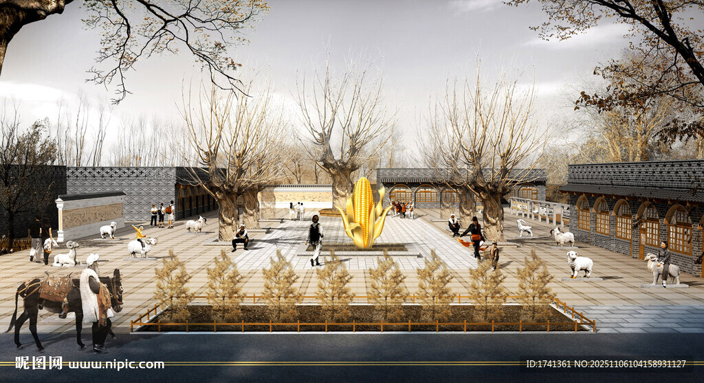 中式庭院景观设计效果图