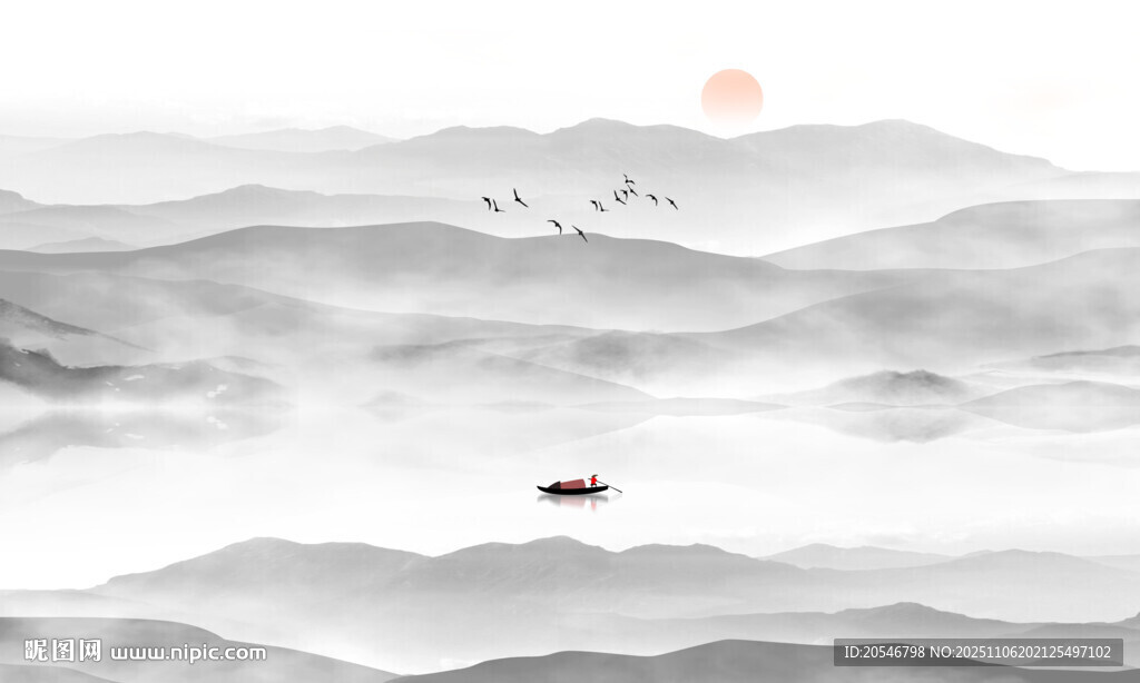 新中式水墨山水画