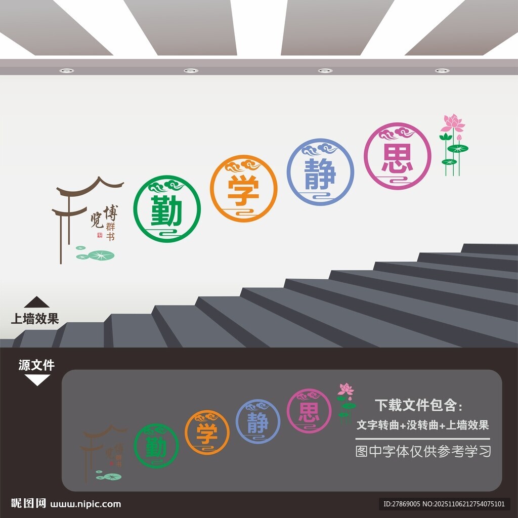 图书馆楼梯间楼道文化墙