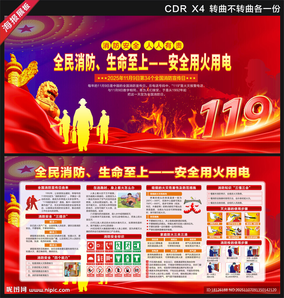 消防月消防日防火展板