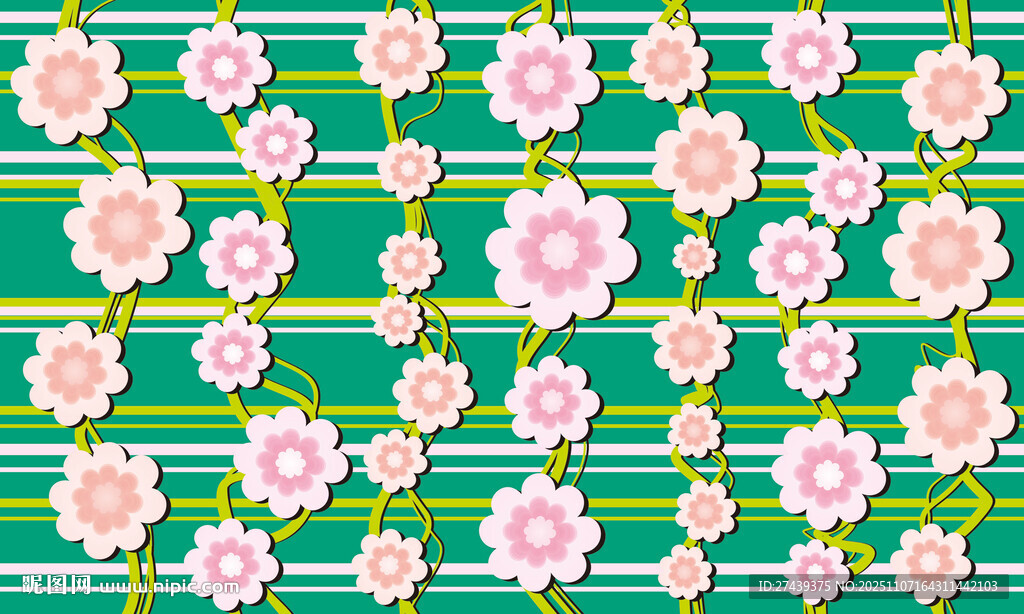 绿色藤蔓花朵背景