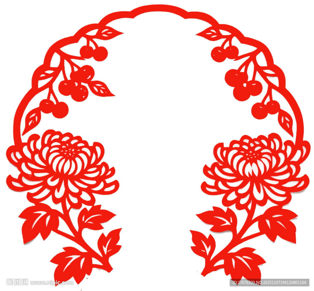 中式菊花花纹镂空装饰