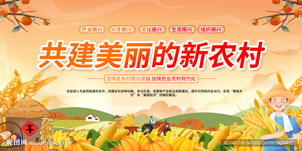 共建美丽新农村宣传展板