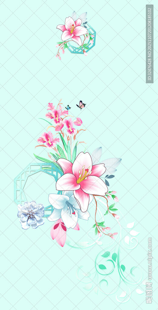 清新花卉图案设计素材