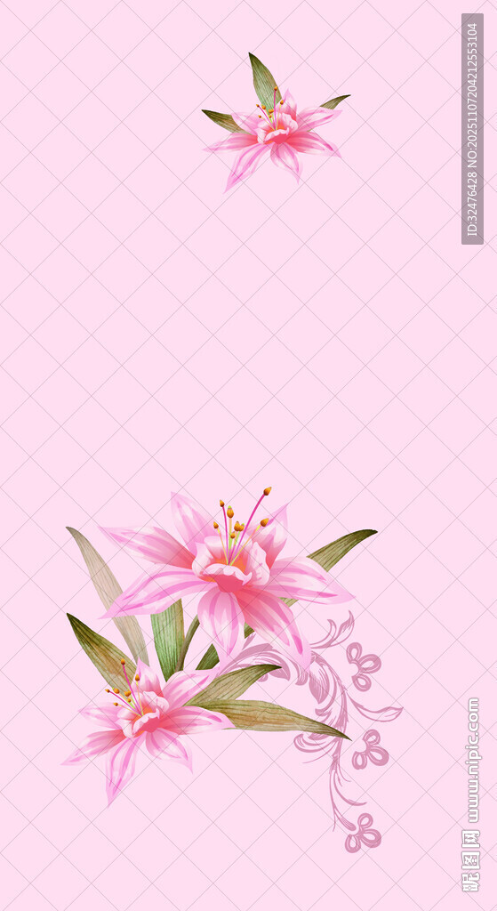 粉色花卉图案 清新雅致