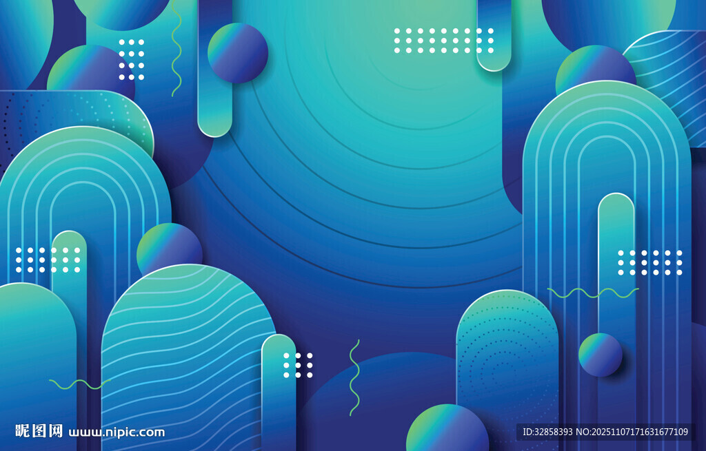 蓝绿渐变抽象几何图形背景