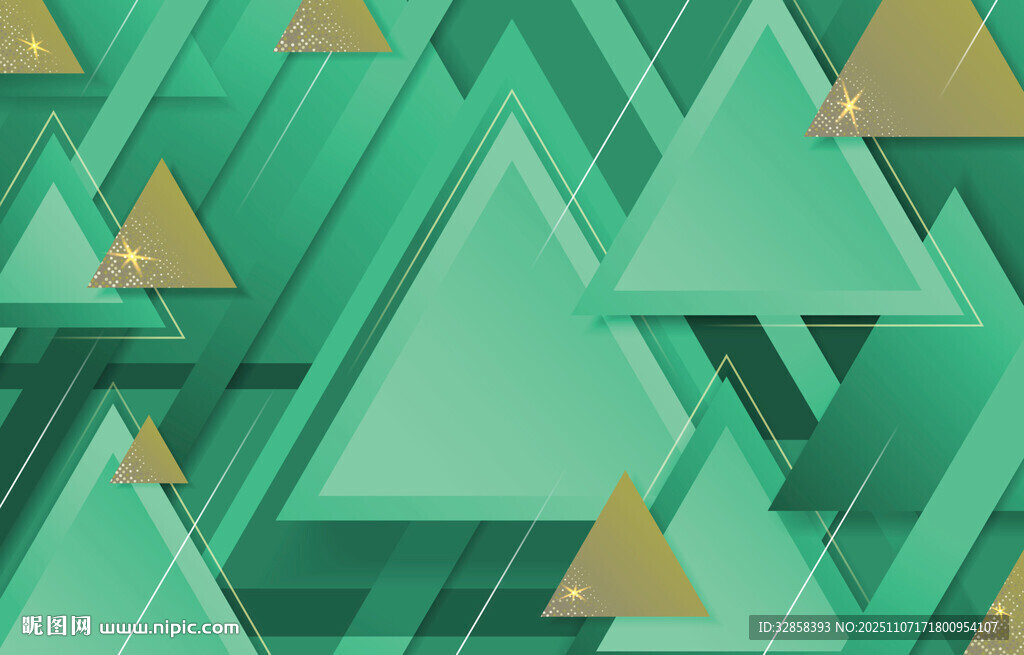 几何三角绿色抽象背景图