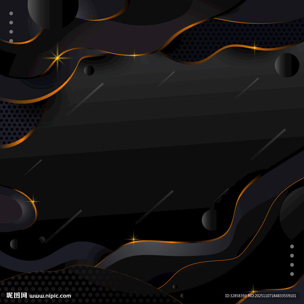 黑色背景下的金色动感线条