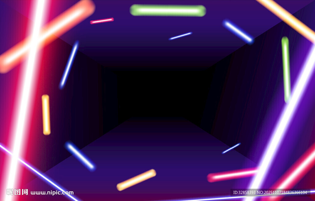 霓虹炫彩隧道空间效果