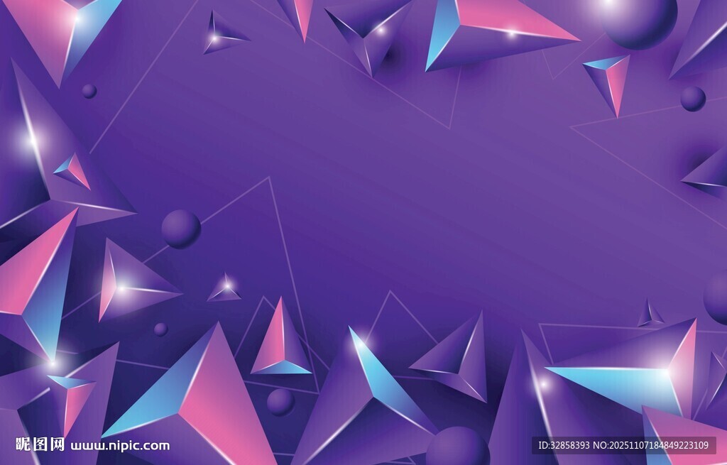 紫色梦幻多边形几何背景