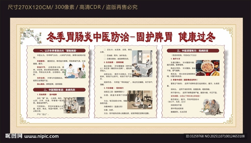 冬季胃肠炎中医防治健康宣传栏