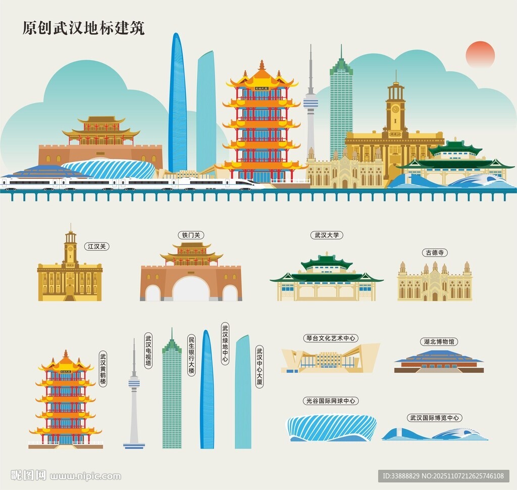 武汉地标建筑剪影