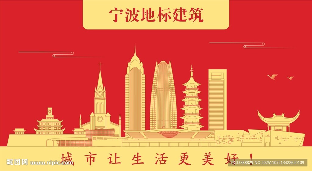 宁波地标建筑剪影