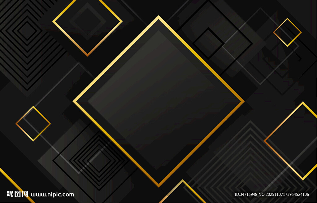 黑金几何方块背景图案