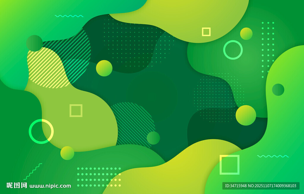 抽象绿色几何流体背景图