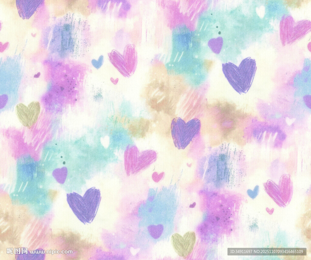 梦幻爱心水彩图案背景