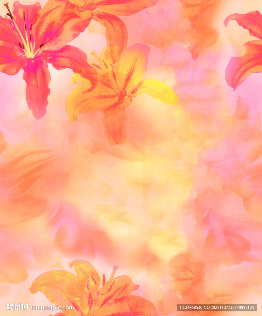 梦幻花卉水彩背景图