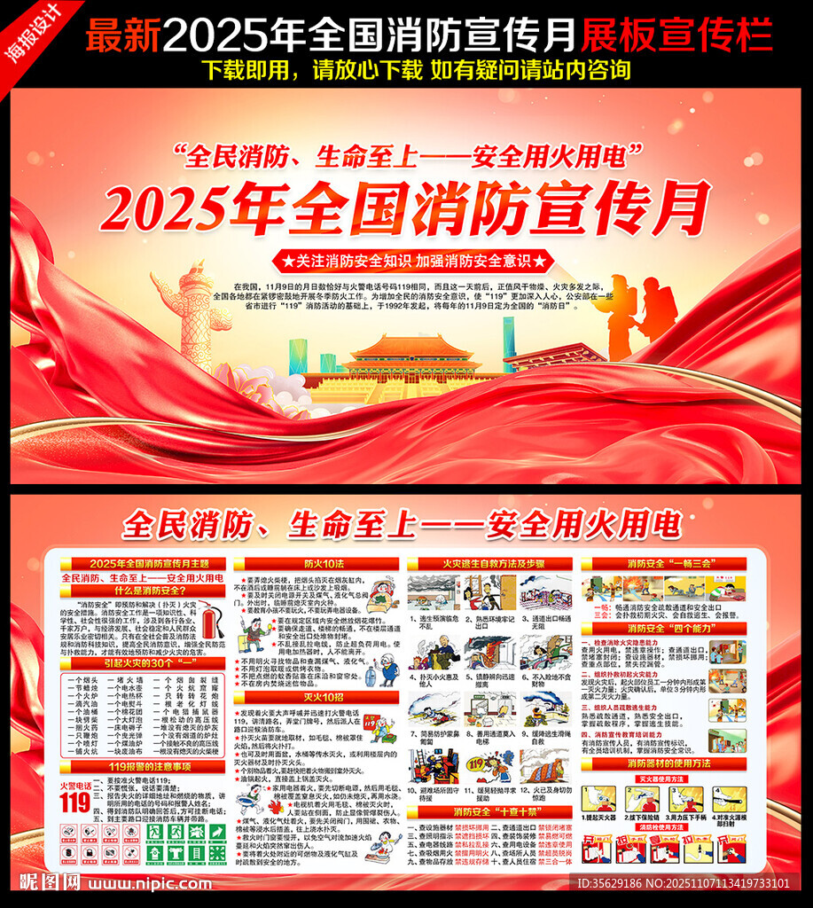 2025年119消防宣传月展板
