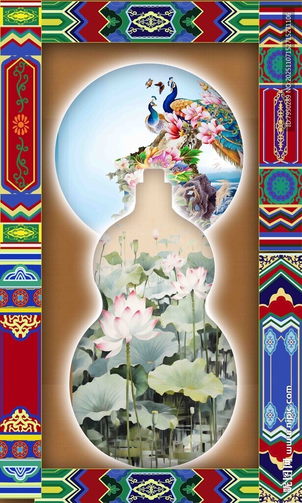 葫芦形民俗艺术装饰画