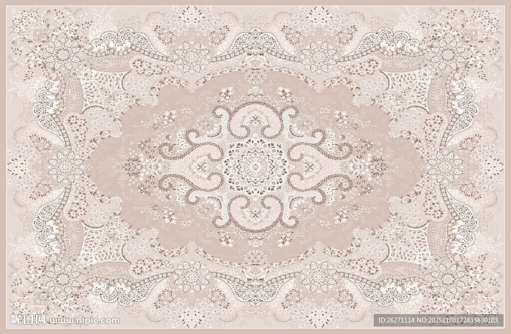 复古米色花纹瓷砖图案