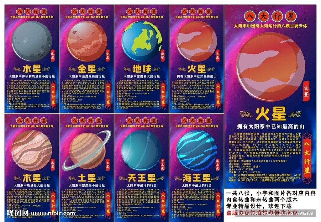 八大行星海报展板挂画文化墙