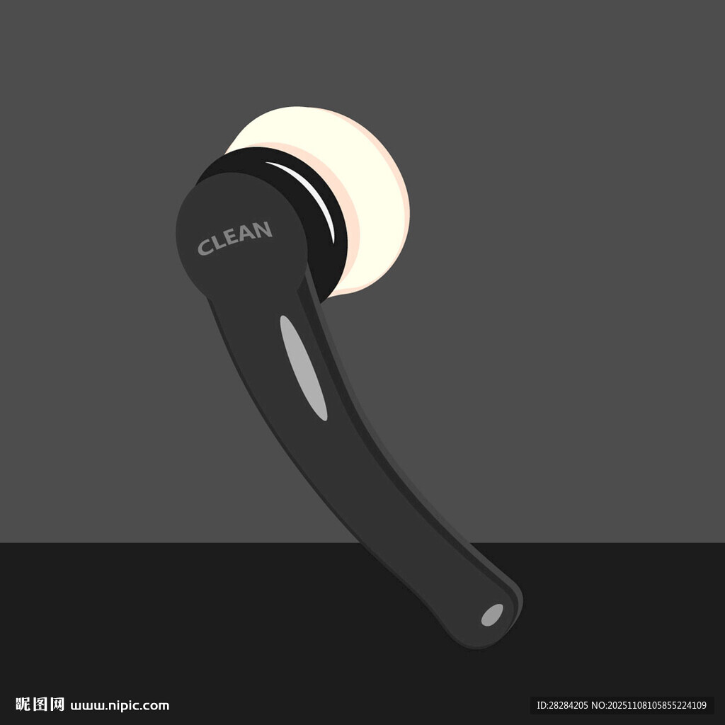 黑色洁面刷矢量插画图案