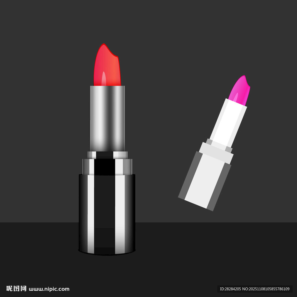 两支色彩鲜艳的时尚口红