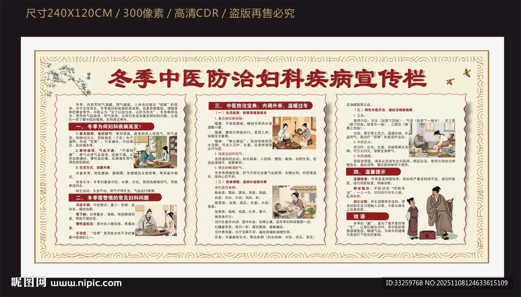 冬季中医防治妇科疾病宣传栏