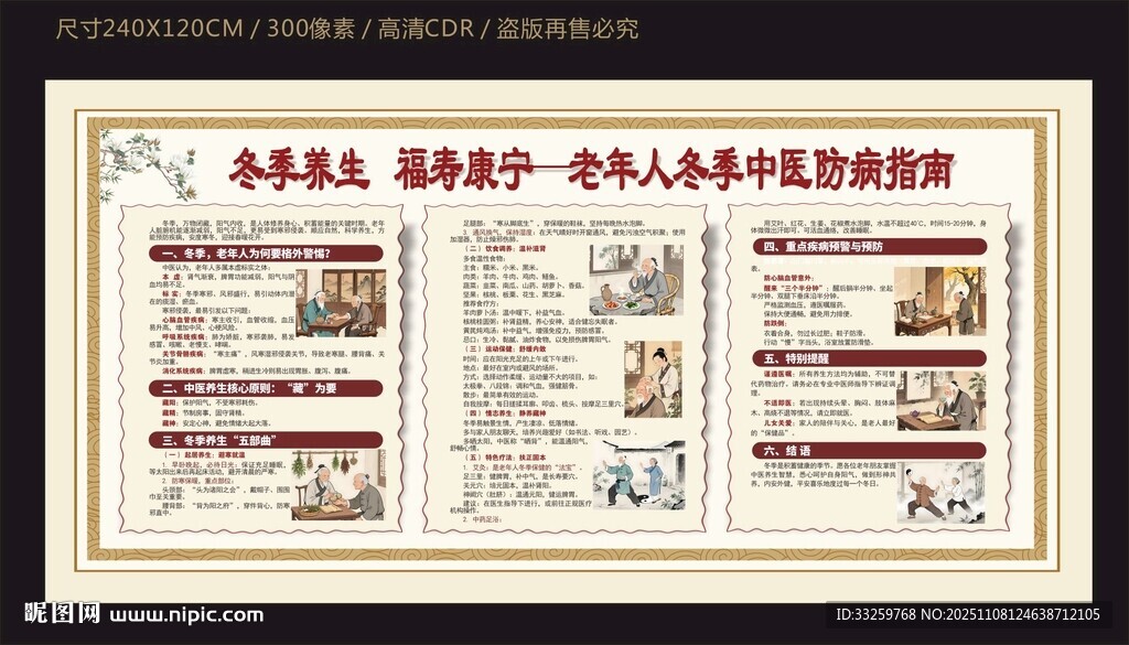 老年人冬季中医防病指南宣传栏