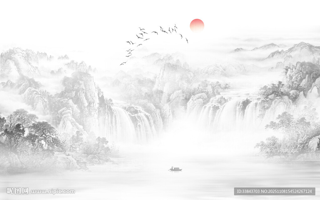 新中式水墨山水画