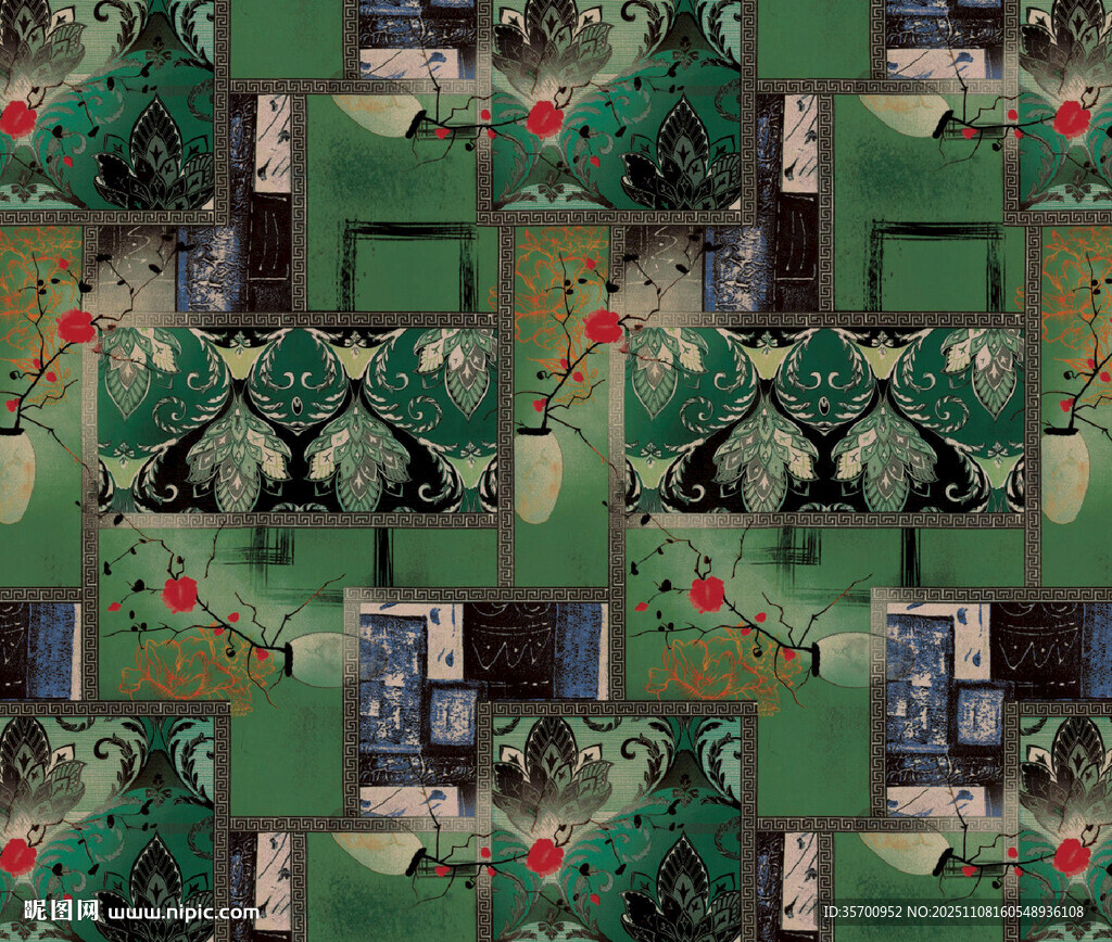 绿色迷彩图案纹理设计花