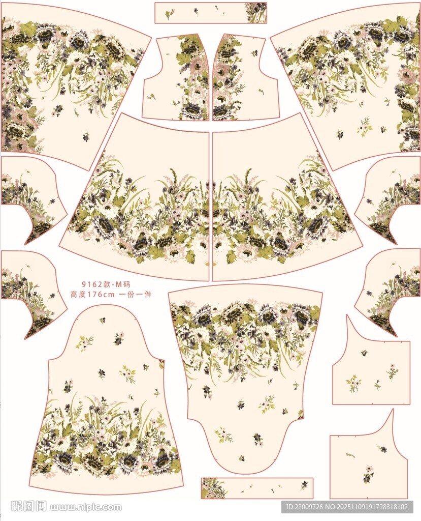 复古花卉图案纸样设计