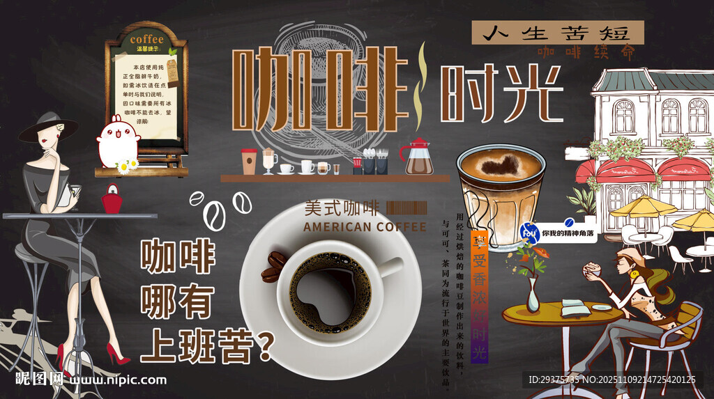 黑板咖啡背景墙