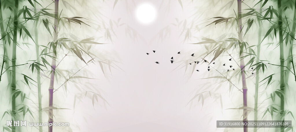 灯箱新中式水墨竹影