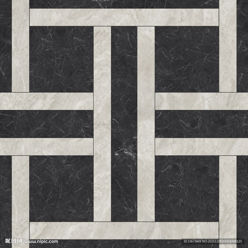 几何黑白拼接瓷砖花砖图案