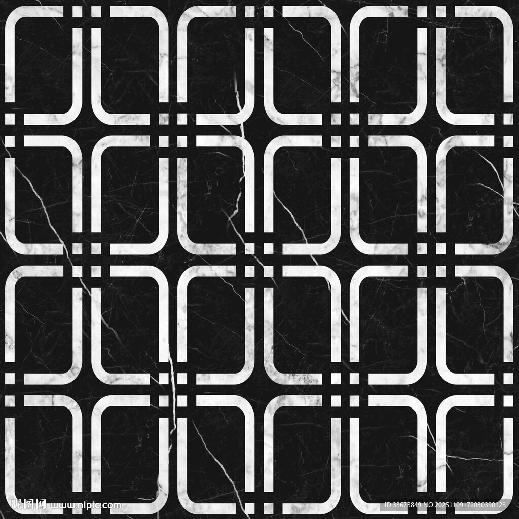 黑白大理石花砖