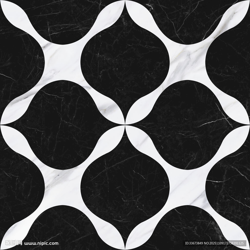 黑白几何图案瓷砖纹理