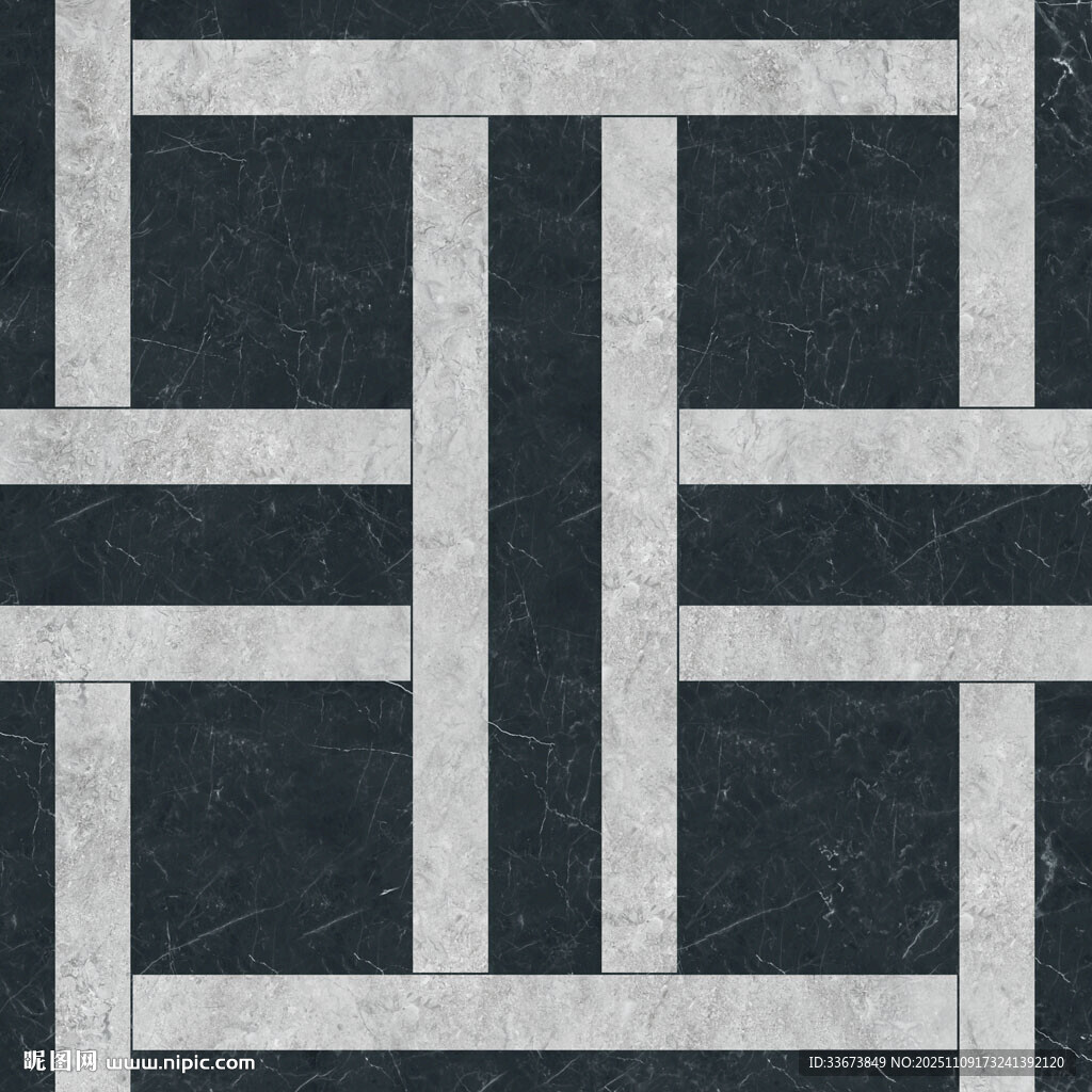 几何黑白拼花瓷砖图案