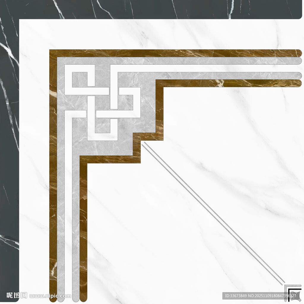 中式大理石角花装饰图案