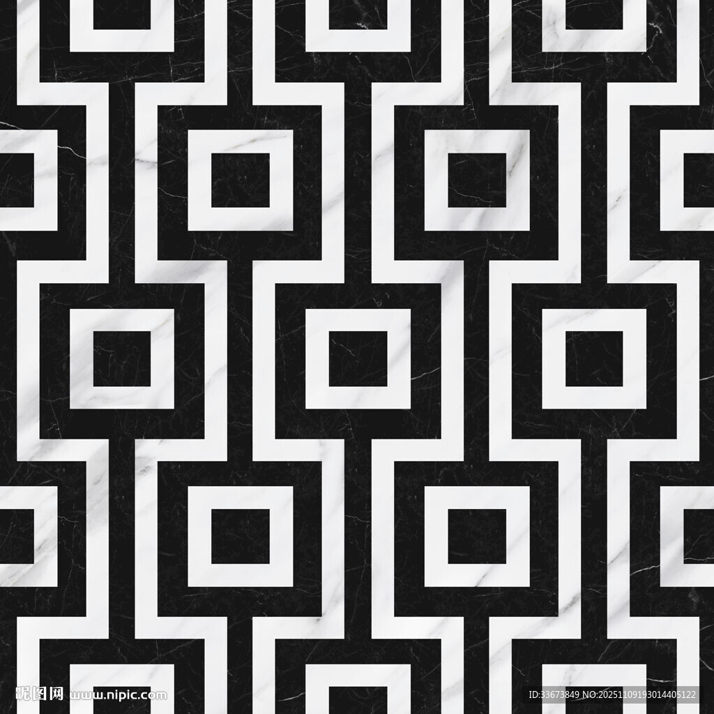 黑白几何方块花砖 