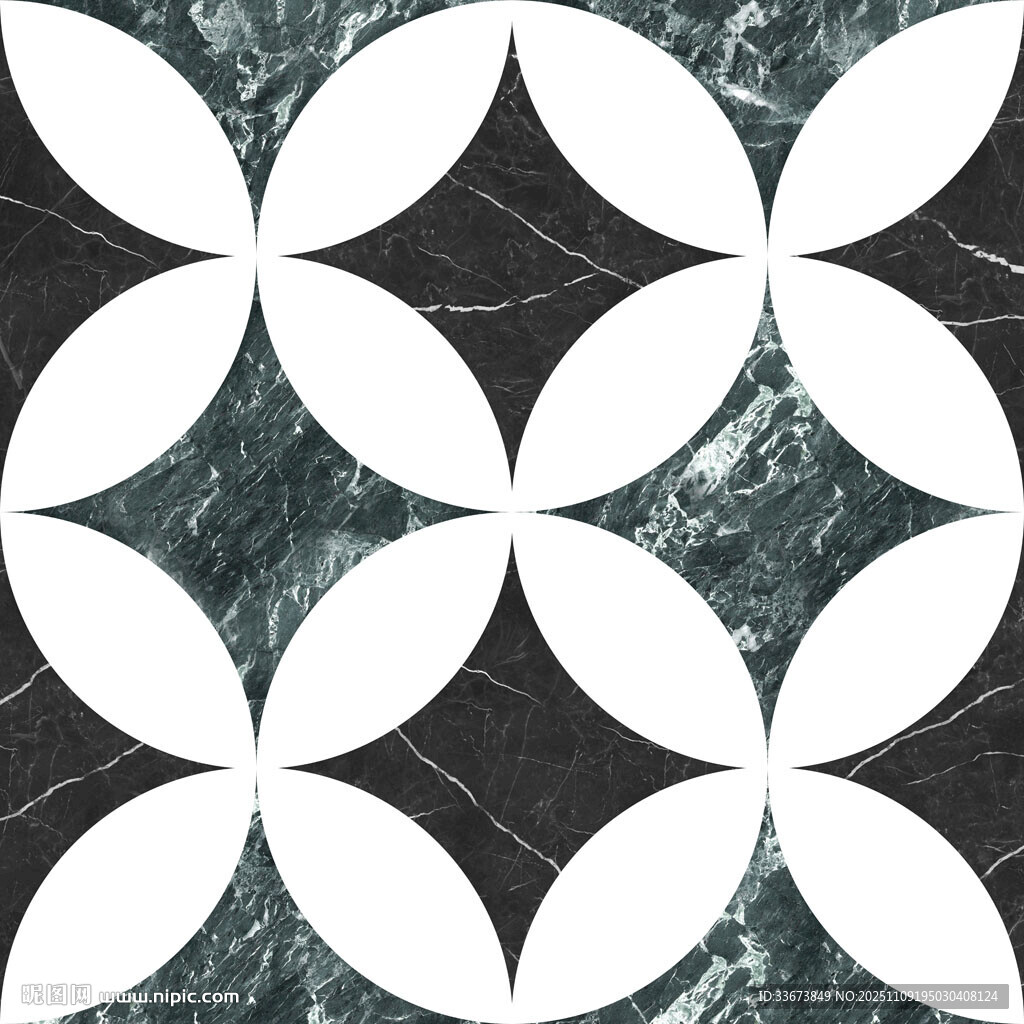 几何花纹黑白大理石仿古砖 