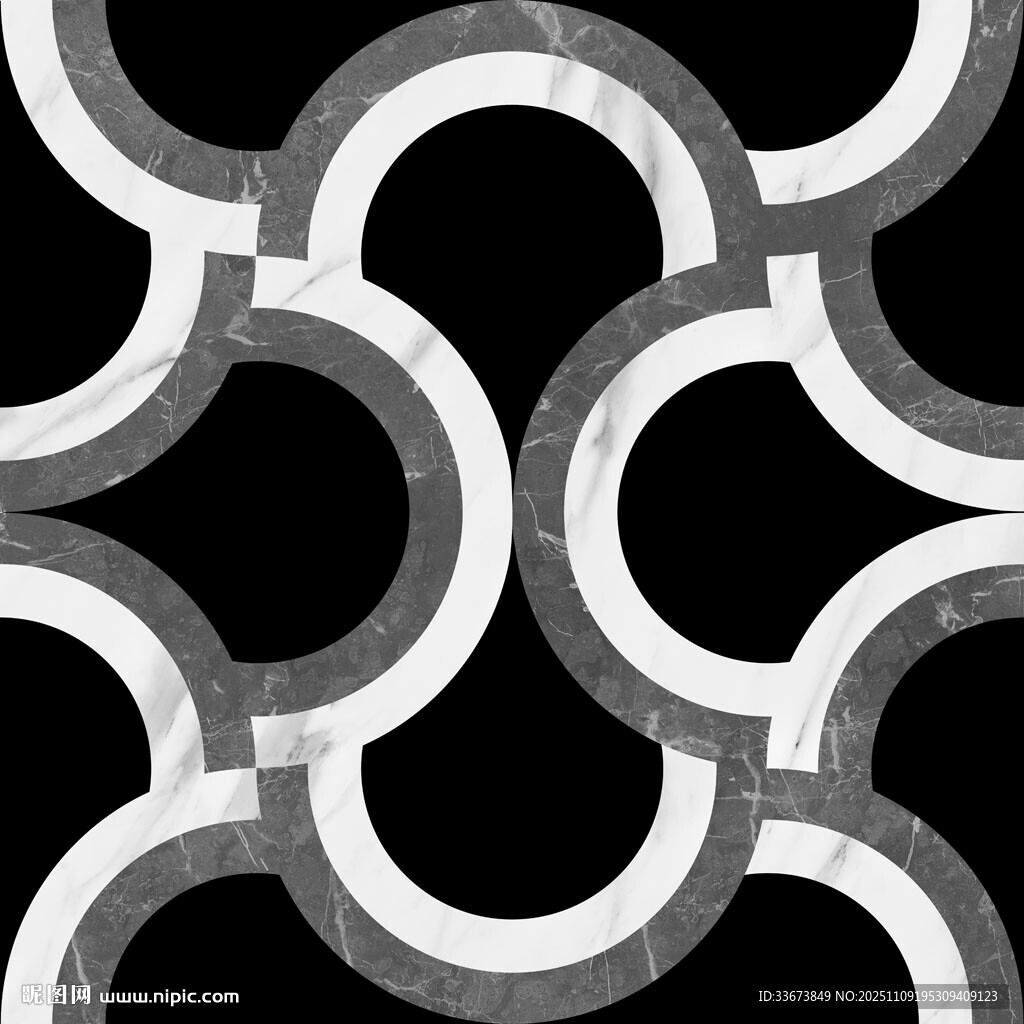 黑白几何环形花砖